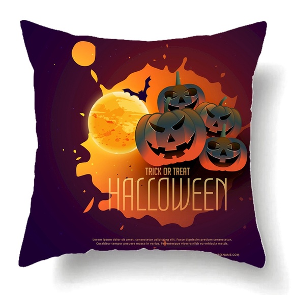Set of 4 Trick & Treat Halloween Pillow Case Cover - Picture 7 of 12